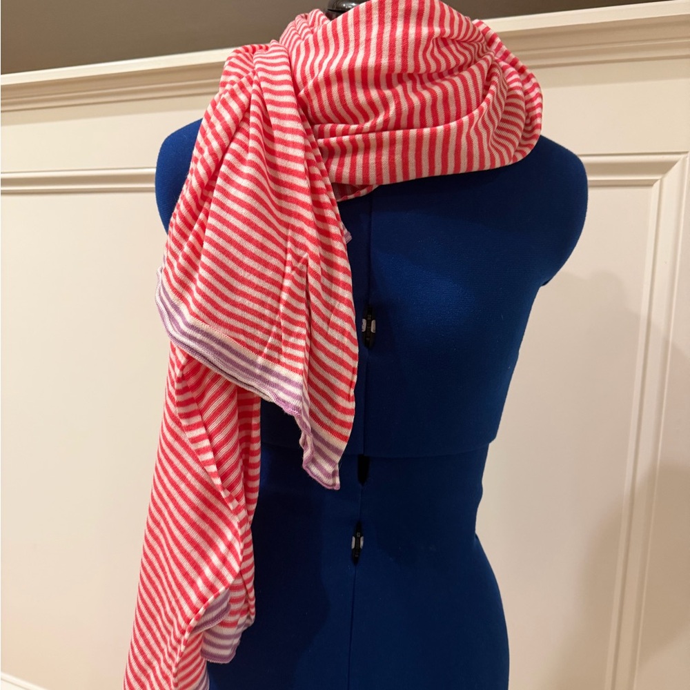 Boden Striped Scarf pink/coral and white